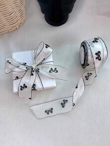 10 Yards Black & White Heart Pattern Ribbon, Elegant Gift Wrapping Decor, Suitable For Weddings And Birthdays, Fashionable Floral Arrangement Ribbon, Fits Various Occasions, DIY Craft Supplies - Multicolor - View 16