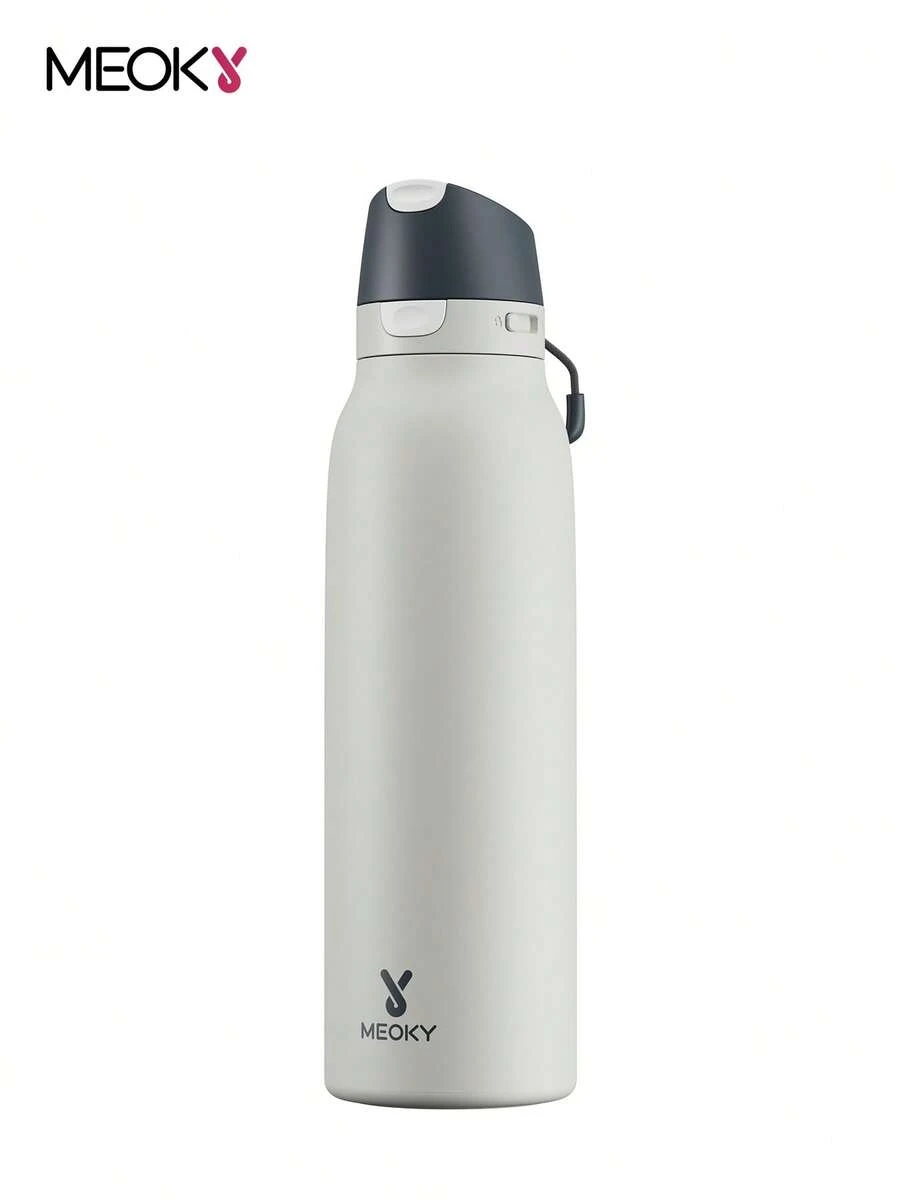 Meoky 24oz Insulated Tumbler With 2-In-1 Straw And Spout Lid, Unique Small Mouth, Leak Proof Locking Lid, Double Wall Vacuum Insulated Stainless Steel Travel Mug, Coffee Cup, Sports Water Bottle, Keeps Cold 24H, Gym, School, Travel - Grey - View 1