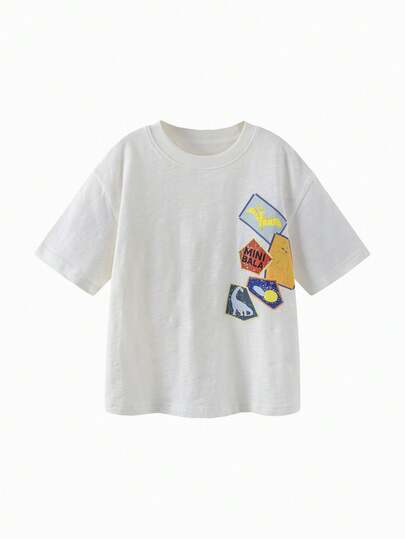 mini bala Camiseta de punto con textura de dinosaurio 100% algodón para niños, parte superior casual ligera y transpirable, nueva llegada 2026
