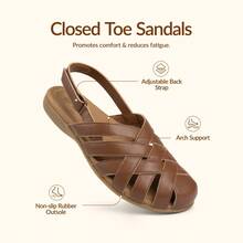 Rihero Closed Toe Sandals Women Comfortable Arch Support Fisherman Walking Sandals With Adjustable Strap Crafted From Quality, Durable Material That Resists Daily Wear While Keeping A Smooth, Polished Finish. Ideal For Pairing With Pants, Shorts, And Dresses - 棕色 - 查看 7