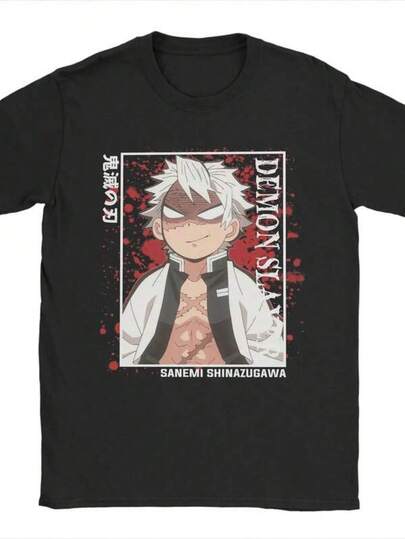 DemonSlayer Sanemi Shinazugawa (2) Men's T Shirts Casual Tees Short Sleeve O Neck T-Shirt Pure Cotton Gift Idea Clothes Graphic T Shirt Women's T Shirt Gym T Shirt Women Fall Clothes For Women