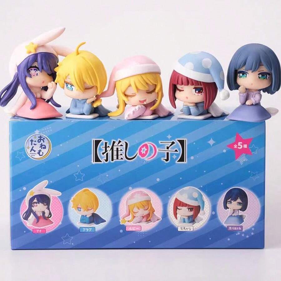 Oshi No Ko Shoulder To Shoulder Sleep Series Blind Box Figurine, Oshi No Ko B Komachi, Hoshino Ruriho, Hoshino Aqua, Hoshino Ai, Arishima Kana, Kurokawa Akane Cartoon Anime Bobblehead Figurine, Desktop, Car Decor, Otaku Gift For Friends And Family - Multicolor - View 1