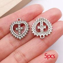 5/30颗水钻合金十字架吊坠，水晶金色流苏，适用于DIY项链、耳环、手链等工艺品制作 - 彩色 - 查看 38