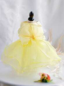 1pc Cute Pet Dog & Cat Dress, Pink, White, Blue Tutu Outfit, Wedding Gown - Pink - View 11