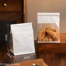 50个带窗口的牛皮纸面包袋 - 可重复密封的自封袋，带金属扎带 - 适用于面包店、吐司、酸面包、贝果、羊角面包 - 棕色纸质烘焙包装、厨房保鲜产品、家居收纳、家居装饰 - 彩色 - 查看 17