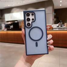 Funda protectora de carga inalámbrica magnética para Galaxy A07 A17 S25 FE S24 S23 S22 S21 Ultra Plus A16 A56 A36 A55 A35, cubierta trasera dura transparente antideslizante mate - Azul - Ver 11