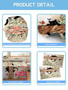 Bộ ga trải giường họa tiết mèo 2/3 món, bao gồm khung leo trèo, chất liệu polyester, ga trải giường in kỹ thuật số, thích hợp cho phòng ngủ trẻ em, phòng khách, quà tặng ngày lễ, trang trí phòng, sử dụng được quanh năm, kèm 1/2 vỏ gối. - Nhiều màu - Xem 4