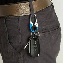1-Piece Heavy-Duty Stainless Steel Keychain Hook - Double-Ring Carabiner With Safety Locking Mechanism, Compatible With Keys/Cables/Luggage - Suitable For Outdoor Activities And Daily Use - Durable Key Storage Accessory - Black - View 5