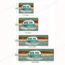 Tapis de bain avec motif de camping à grain de bois coloré et lettrage blanc - résistant à la décoloration, en polyester tricoté, tapis de sol rectangulaire pour la décoration de la salle de bain - Multicolore - Voir 8