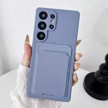 Self-Adhesive Card Holder + Light Blue Phone Case Compatible With IPhone 17/Air/16/15/14/13/12/11/Pro/Pro Max, Galaxy S25/S24/S23/S22/S21, Waterproof Shockproof Anti-Scratch Soft Case With Card Slot Full Coverage Protective Cover - Baby Blue - View 3