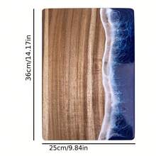 1pc Blue Wave Resin & Acacia Wood Inlay Wave Pattern Cutting Board - View 10