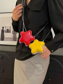 Mini Star Shaped Bag[US-Based Shipping], New European And American Fashion Personalized Lipstick/Earphone Pouch, Chain Strap Contrasting Color Design, Cute Style, Valentine's Day Gift For Friends,Star Bag,Women Solid Color Minimalist Shoulder Bag, Casual Daily Use Organizer Pouch, Fashionable Butter Yellow Bag For Women,Star Box Clutch 2026 New Evening Bag Fashionable Casual Shiny Women Shoulder & Crossbody Bag, Stars Hollow Women Bag,Fashionable Novelty Bag Heart Design Yellow Mini Chain Valentines, Fashionable Butter Yellow Bag For Women,Gifts For Women Women's Fall Clothing Winter Clothing Gift Fall Autumn Velvet Furry Party Fuzzy Plush Thanksgiving Festival Cyber Holiday Knitted Winter Valentine's Day Gift Women's Crossbody New Year Snow Warm Thermal,Mochilas,Backpack,Laptop Case,Backpacks For Women,Tote Bags For Women,Shoulder Bags For Women,Purse Accsesories,Work Bag,Carteras De Mujer Elegantes,Handbags,Id Holder,Mini Backpack,Tote Bags,Luggage Set,Purse,Travel Essential - Màu vàng - Xem 5