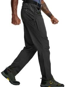 Men's Lightweight Stretch Hiking Pants, Waterproof Quick-Dry Nylon Tactical Workwear Outdoor Pants With 6 Pockets For Fishing Camping Travel - 黑色 - 查看 18