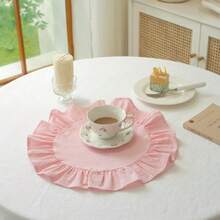 1 pieza/2 piezas/6 piezas Manteles individuales de unicolor francés con borde de volantes, servilletas pequeñas de encaje floral estilo Ins, mantel multiusos para cubrir el polvo - Multicolor - Ver 5