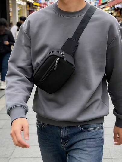 Bolso de pecho para hombre, bolso bandolera casual, bolso ligero para el hombro para viajes, deportes y uso diario