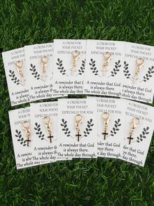 10Pcs Cross Keychain Set Pocket Inspirational Card Gift Lucky Talisman, Creative Gift Lucky Talisman Keychain For Friends - Multicolor - View 1