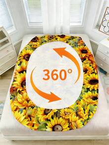 2/3PCS Home Bedding Sunflower Bed Sheet Set Polyester Material Digital Printing Bed Sheet Junior Bedroom Guest Room Holiday Gift Room Decoration Four Seasons 1/2 Pillowcase - Multicolor - View 3