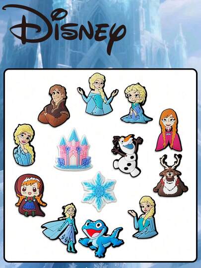 Disney Accesorios para zapatos de PVC con diseño de dibujos animados lindos, adecuados para zuecos y sandalias, accesorios de playa de verano, adecuados como regalo para fiestas de anime de niñas en verano, obsequio de fiesta de verano con diseño juguetón y material de PVC duradero