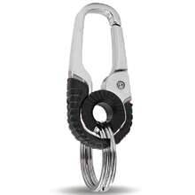 1-Piece Heavy-Duty Stainless Steel Keychain Hook - Double-Ring Carabiner With Safety Locking Mechanism, Compatible With Keys/Cables/Luggage - Suitable For Outdoor Activities And Daily Use - Durable Key Storage Accessory - Black - View 2