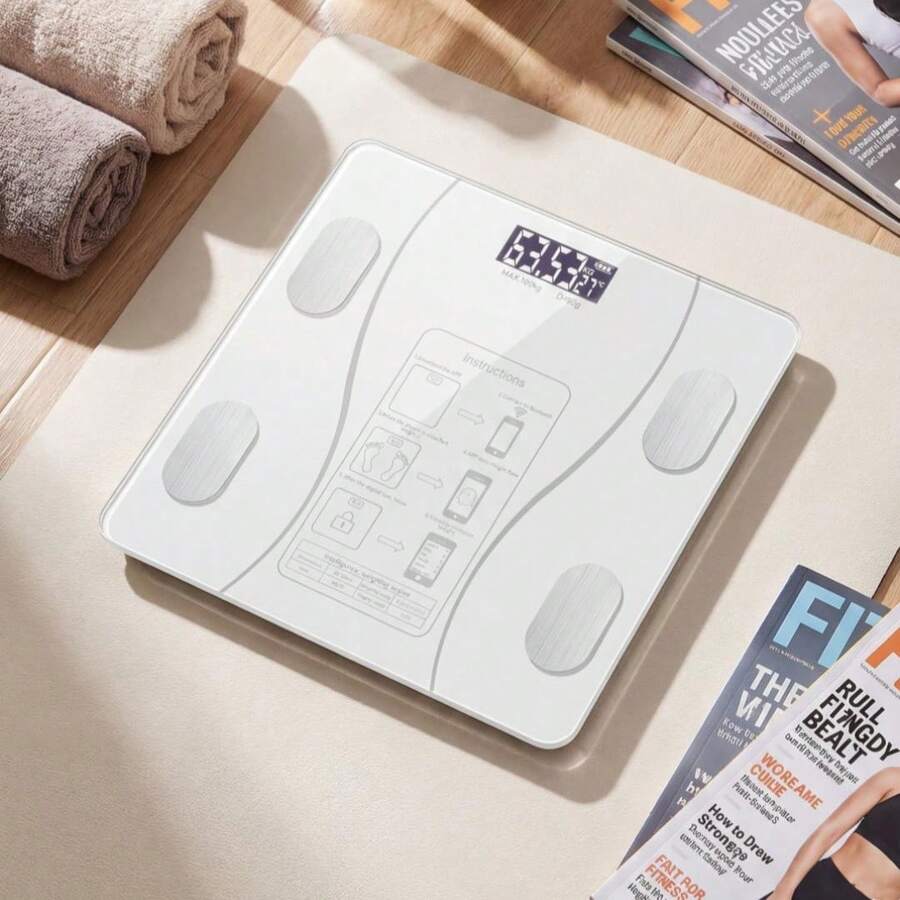 Bascula Peso Corporal De Inteligente Recargable, Bascula Digital Peso Baño Bluetooth, Basculas Personas, Puede Soportar Un Peso De 180 Kg Con 79 Puntos De Datos Funcionales Y Pantalla Que Muestra La Temperatura Interior