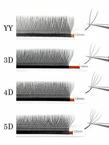 CoMango 12 Pairs L-Curl 3D 4D 5D Pre-Fanned Lash Extension Set, W-Curl 0.07mm Faux Mink Natural Soft Flared Curly Thick Lashes - L - View 8