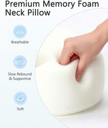 Travel Pillow With Carry Case, Memory Foam Neck Pillows For Airplanes, 360 °   Wrap Around Support For Sleeping, Breathable & Washable Cover For Long Flights, Car & Train Traveling - 1 - View 6