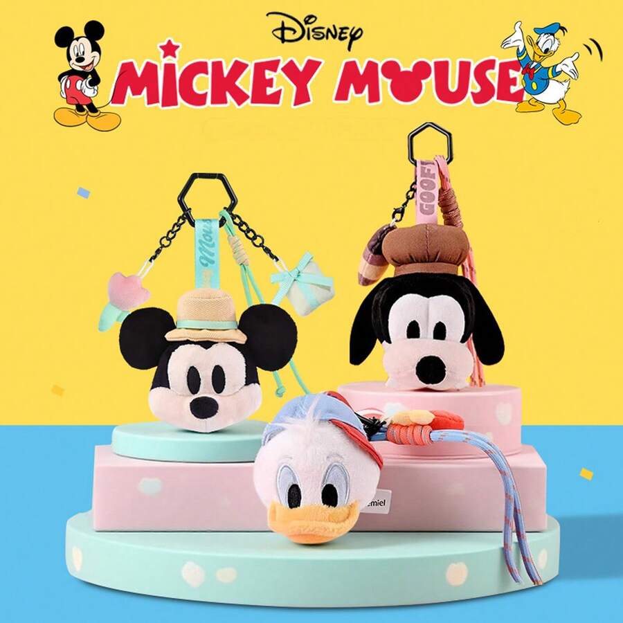 Disney 迪士尼官方授权米奇、米妮、唐老鸭和高飞毛绒背包挂件/钥匙扣，可爱毛绒配饰，节日和生日礼物