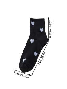 5双装简约心形图案中筒袜，舒适柔软透气，女士休闲日常穿着袜 - 彩色 - 查看 5