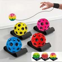 1/6/12pcs Mini Wrist Finger Spinner Balls With Rope, Comfortable Grip Elastic Exercise Balls, Durable TPE Material, Space And Moon Print, No Motor No Battery Required, Moon Style Elastic Rope Catch Ball, Suitable For Outdoor Sports And Leisure - Multicolor - View 2