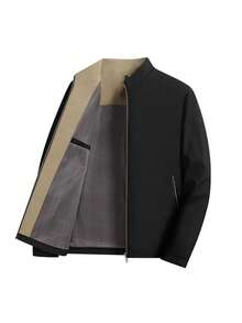 Lightweight High Neck Jacket For Dad | Loose And Comfortable Fit, New Spring/Autumn Collection - Black - View 4