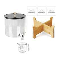 Dispensador de detergente para la ropa con estante, surtidores y tapa de plástico para organizar el cuarto de lavado para detergente líquido y suavizante de telas - transparente - Ver 9