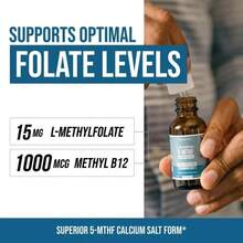 L Methyl Folate 15mg + B12 Pro Strength, Liquid 5-MTHF Form, Supports Mood, Methylation, & Cognition Supplement Energy Levels Vitamin Methylcobalamin - 150ml - 查看 4
