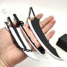 1pc New Anime Bleach Kurosaki Ichigo Zangetsu Sword Weapon Model Keychain Pendant Birthday Gift - Multicolor - View 2