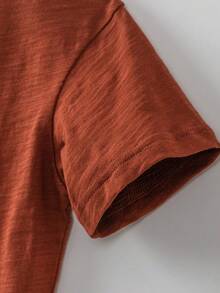 Áo thun dệt kim họa tiết khủng long 100% cotton dành cho bé trai, mềm mại, thoáng khí, nhẹ, kiểu dáng thường ngày, hàng mới năm 2026. - gạch đỏ - Xem 8