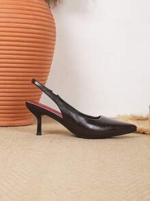 Women's Pointed Toe Kitten Heel Pumps, Backstrap High Heels, Versatile For Party, Outdoor, Work, Coffee Brown (Run Small By 1 Size) - Coffee Brown - View 6