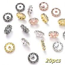 20pcs 15mm Fashion Gold & Silver Wave Shaped Transparent Rhinestone Spaced Beads, Shiny Diamond Rondelle Bead, Perfect For Jewelry Making Bracelet Necklace Earrings DIY Pen Bead Decoration Craft - Wave-shaped Drill Bit - View 10