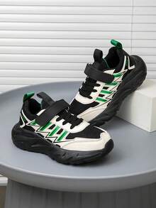 1 Pair Kids Sports Shoes, Boys & Girls, Comfortable Soft Breathable Versatile Lightweight Easy On/Off, Suitable For Indoor/Outdoor, Fashionable Casual Sneakers, New Arrival - Black - View 5