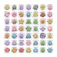 50PCS Of Cute Cartoon Plush Monster Emotion Recognition Creative Stickers, Suitable For Decorating Phone Cases And Laptops As Waterproof Stickers And Stickers, Making Them The First Choice For Festive Gifts, - Multicolor - View 4