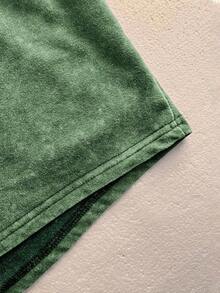 2pcs/Set Women's Cotton Summer Street Fashion Outfit, Korean Vintage Basic Commute Versatile Y2K Style, Suitable For Outdoor Leisure, Regular Niche Punk Purple Fitted Round Neck Short Sleeve Washed T-Shirt And Shorts - 多色 2 - 查看 6