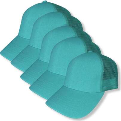 Genérico Paquete 5 Gorras de Béisbol con Malla Transpirable, Ajustable, Lisa para Bordar o Sublimar,41846175