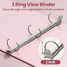 Binder 3 Ring 1 Inch 1 Pack Clear View 1" Binder Three Ring PVC-Free Fit 8.5x11 Inches For School Or Office Supplies Pink - Pink - 查看 4