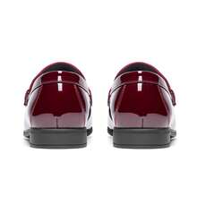 Boys Dress Shoes Slip-On Loafers Tuxedo Patent Classic Velvet Shoes(Runs Small, Please Order One Size Up) - 酒紅色 - 查看 10