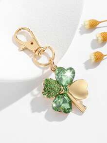 1个女士时尚奢华四叶草造型钥匙扣，镶嵌水钻，优雅精致，可作包包/车钥匙挂饰。 - 彩色 - 查看 4