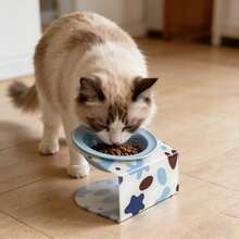 1pc Pet Ceramic Raised Bowl, High-Temperature Fired Ceramic Easy To Clean, Acrylic Stable Base Supports Spine, Feeding Bowl - 300ml - View 10