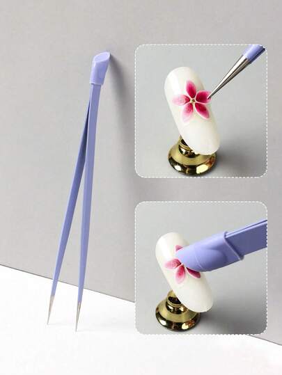 1pc Double-Ended Thick Multi-Color Nail Tweezers, Pressure Stickers, Cartoon Drill Clips, Handmade DIY Tools With Silicone Stainless Steel Tweezers, Dual-Use Nail Tweezers, Nail Tweezers, Essential For School, Seasons, Travel, Holiday Gifts