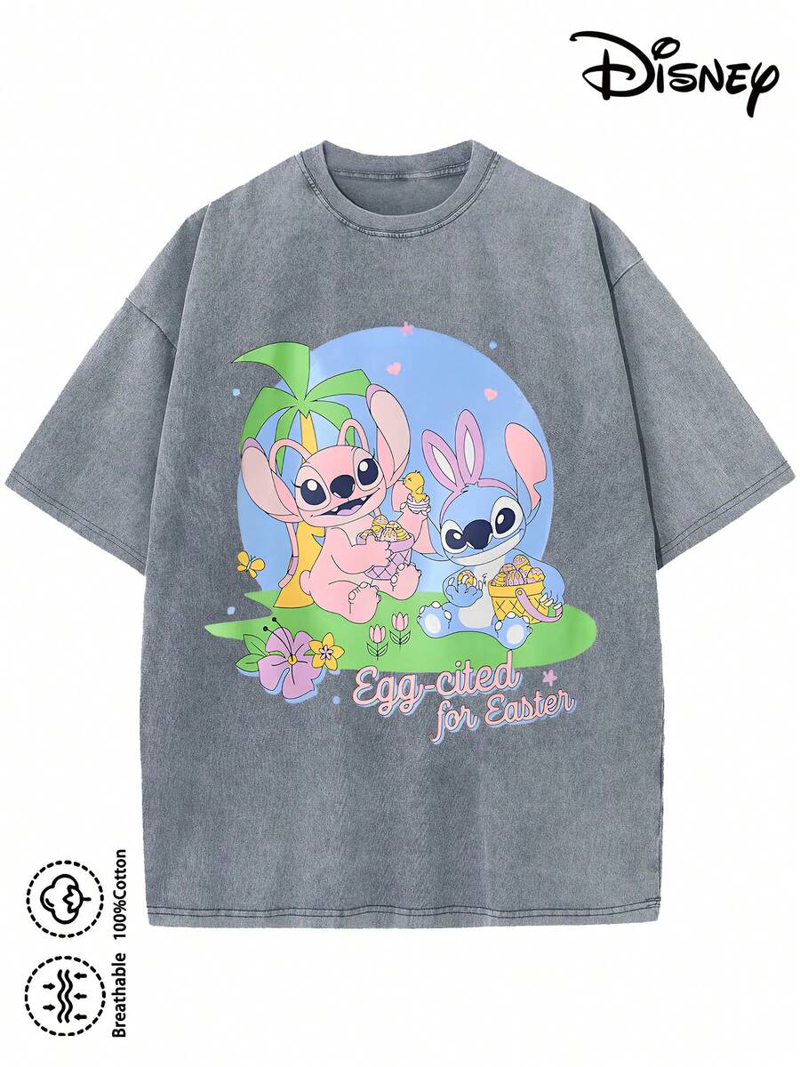 Disney T-Shirt For Men Made From 100% Cotton – Perfect For Family Holidays. This Soft, Pre-Washed Crew Neck T-Shirt With A Cute Stitch Print Features Vibrant And Appealing Details. The Fabric Is Durable And Easy To Care For. Ideal For Everyday Wear, Commuting, And More – For Pure Holiday Vibes. - 灰色 - 查看 1