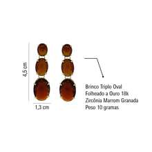 Women's Set: Necklace, Pendant, Long Earrings, Party Style, Oval Cubic Zirconia, Gold-Plated Costume Jewelry - marrom - 查看 3
