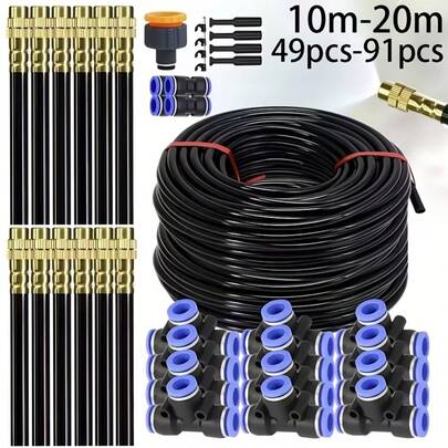 Automatic Universal Brass Atomizing Nozzle Set | Garden Atomizing Irrigation Cooling Quick Plug Humidifier, Adjustable Nozzle, Suitable For Lawns, Lawn Automatic Drip Irrigation Systems, Potted Plant Greenhouses