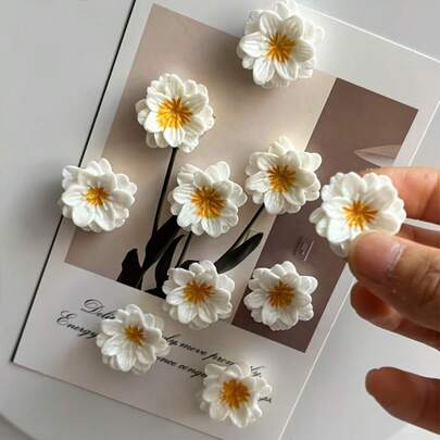 6pcs/10pcs/12pcs Realistic Resin Flower Fridge Magnets, Creative Cute Magnetic Stickers For Home, Kitchen, Office Decor, Refrigerator, Whiteboard, Storage Cabinet, Dishwasher, Perfect Gift For Mother's Day, Christmas, Valentine's Day, Graduation (Durable Magnets, Decorative Magnets, Home Decor)