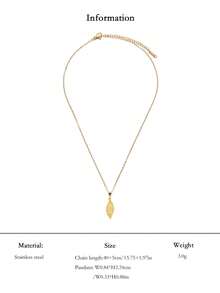 1件简约优雅18K镀金不锈钢树叶吊坠项链，低过敏性，适合女性日常佩戴，适合派对、生日、节日等场合，可作礼物。 - 金色 - 查看 6